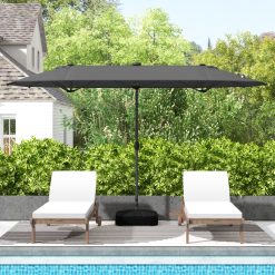 13FT Double-sided Patio Umbrella with Solar Lights for Garden Pool Backyard