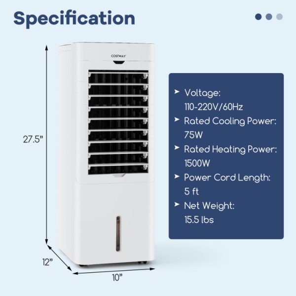 Evaporative Air Cooler and Heater with 3 Modes 3 Speeds and 2 Ice Boxes