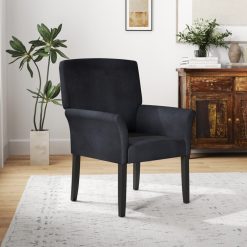 Fabric Upholstered Executive Guest Armchair with Rubber Wood Legs