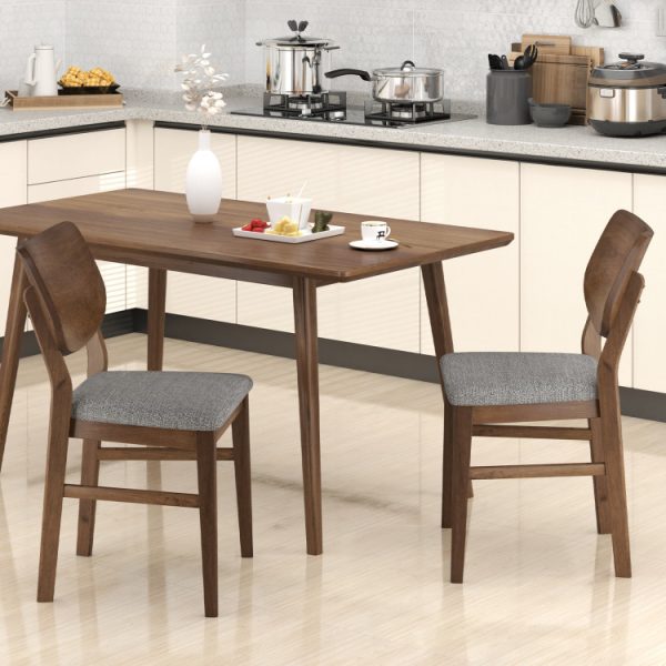 Farmhouse Upholstered Kitchen Chairs Set of 2 with Rubber Wood Frame