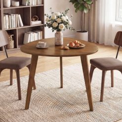 Farmhouse Wooden Round Dining Table for 4