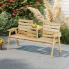 Outdoor Fir Wood Bench with Foldable Middle Table