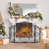 59.5 x 32.5 Inch Fireplace Screen with Floral Pattern
