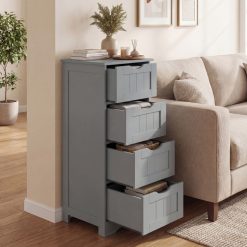 4-Drawer Freestanding Floor Cabinet with Anti-Toppling Device