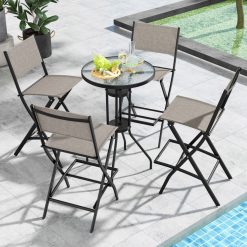 Folding Bar Stools Set of 2 Backrest Humanized Footrest