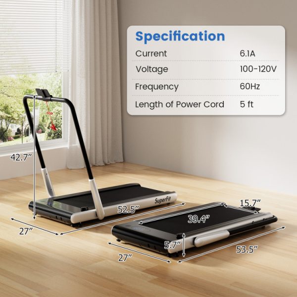 3-in-1 3HP Folding Treadmill with Smart Apps Remote Control and Speakers