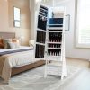 Freestanding Full Length LED Mirrored Jewelry Armoire with 6 Drawers and 3-Color LED Lights