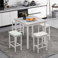 5-Piece Bar Table Set Counter-Height Dining Table and 4 Bar Stools