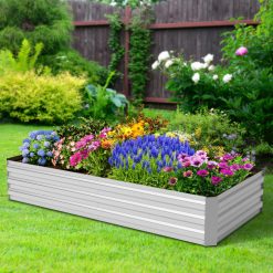 6 x 3 x 3 Feet Galvanized Raised Garden Bed with Greenhouse