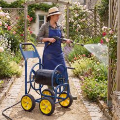 Heavy Duty Garden Water Hose Reel Cart with 4 Wheels and Non-slip Grip