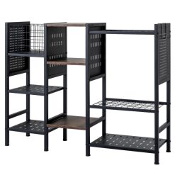 Garden Tool Organizer with Wooden Shelves for Garage and Shed