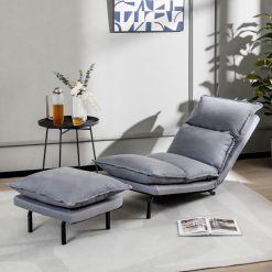 Modern Armless Accent Chair with Ottoman for Living Room