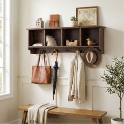 Hanging Entryway Shelf Coat Rack Wall Mounted Storage Cabinets
