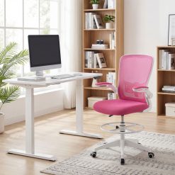 Height Adjustable Drafting Chair with Flip Up Arms for Home Office