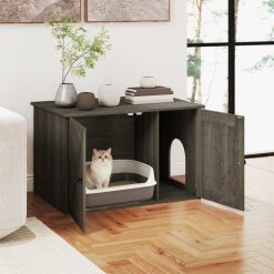 Hidden Cat Litter Box Enclosure Furniture with Divider
