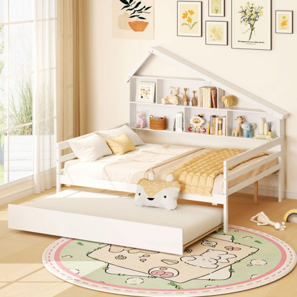 House-Shaped Full Size Daybed with Twin Size Trundle