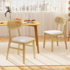 Indoor Mid Century Wood Dining Chairs Set of 2 for Dining Room