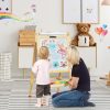 Kids Art Easel with Paper Roll Double-Sided Regulable Drawing Easel Plank