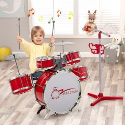 Kids Jazz Drum Keyboard Set with Stool and Microphone Stand