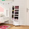 Kids Jewelry Armoire Cabinet with Swivel Base and Lockable Universal Wheels