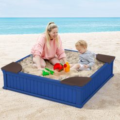 Kids Outdoor Sandbox with Oxford Cover and 4 Corner Seats