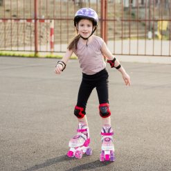 Kids Roller Skates 4 Sizes Adjustable Quad Skates with Light-up Wheels