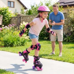 Kids Roller Skates for Girls Boys 4 Sizes Adjustable Quad Skates with Light-up Wheels for Outdoor