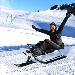 44 x 20 Inch Kids Snow Sled with Steering Wheel and Double Brakes