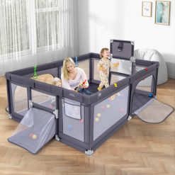 Extra Large Playpen with Basketball Hoop for Babies and Toddlers
