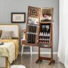 Lockable Jewelry Armoire Standing Cabinet with Lighted Full-Length Mirror