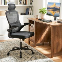 Mesh Office Chair with Adaptive Lumbar Support, Flip-up Armrests, Reclining Backrest