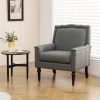 Mid-century Modern Armchair Linen Fabric Upholstered Accent Chair with Cushion