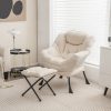 Modern Accent Sofa Chair with Folding Footrest and Side Pocket
