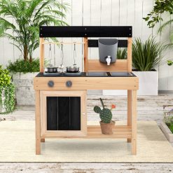 Mud Kitchen Playset Kids Play Kitchen Outdoor with 2 Removable Sinks