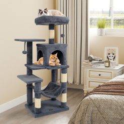 Multi-Level Cat Tower with 2-Door Condo and Padded Top Perch