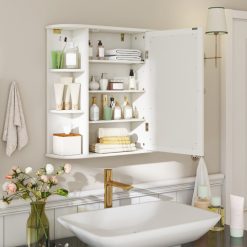 Wall-Mounted Bathroom Mirror Cabinet with Storage Shelves
