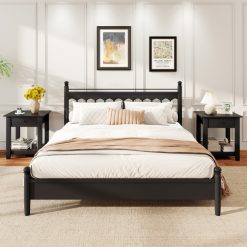 Set of 2 Nightstand with Drawer 3-Tier Modern Bedside Table with Open Shelf and Storage