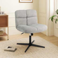 Office Armless Chair Cross Legged with Imitation Lamb Fleece and Adjustable Height