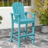 30 Inches Counter Height Outdoor HDPE Bar Stool with Armrests and Footrest