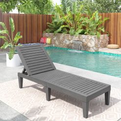 Outdoor Chaise Lounge Chair with 5 Positions Adjustable Backrest