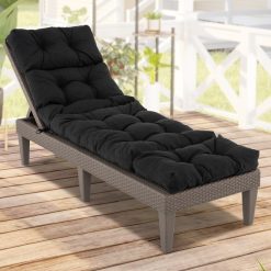 Outdoor Lounge Chaise Cushion with String Ties for Garden Poolside