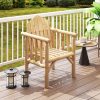Outdoor Wood Armchair Wooden Patio Dining Chair with Armrests