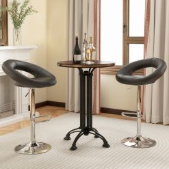 Height Adjustable Bar Stools Set of 2 with Hollow Back and Footrest