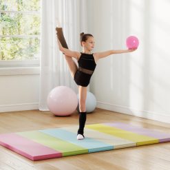 PU Leather Tri-Folding Gymnastics Tumbling Mat with Carrying Handles