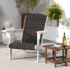Patio Adirondack Chair with Rattan Padded Seat and Hidden Cupholder