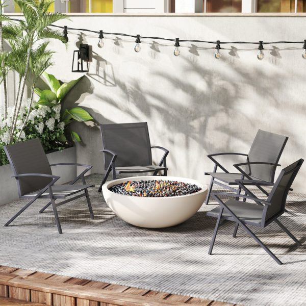 Patio Chairs Set of 2 Lawn Chairs with Heavy Duty Metal Frame