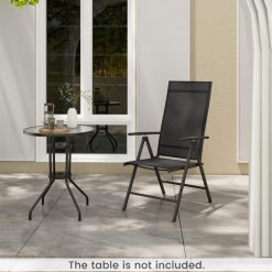 1 Piece Patio Folding Dining Chairs with 7-Level Adjustable High Backrest