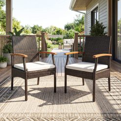 Set of 2/4 Patio Dining Chair with Soft Zippered Cushion