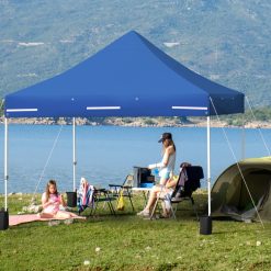 10 x 10 Feet Pop-up Gazebo with 5 Removable Zippered Sidewalls and Extended Awning