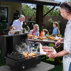 Outdoor Portable Tabletop Pellet Grill and Smoker with Digital Control System for BBQ